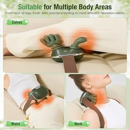 4D Wireless Deep Tissue Kneading Neck Massager with Heating Function, Shiatsu and Shoulder Massager Pillow,Back and Leg Pain Relief, Body Muscle Pain Relief, Perfect Gifts for Men Women.