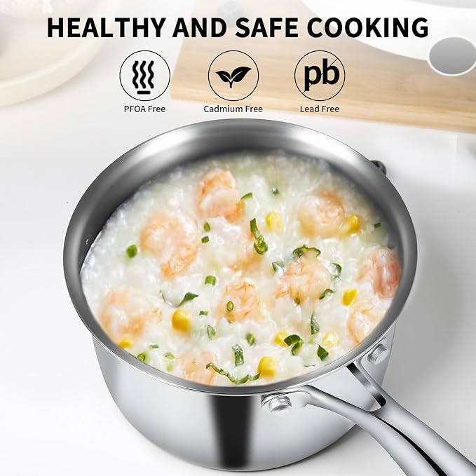 EWFEN Stainless Steel Saucepan – 3 QT with Lid