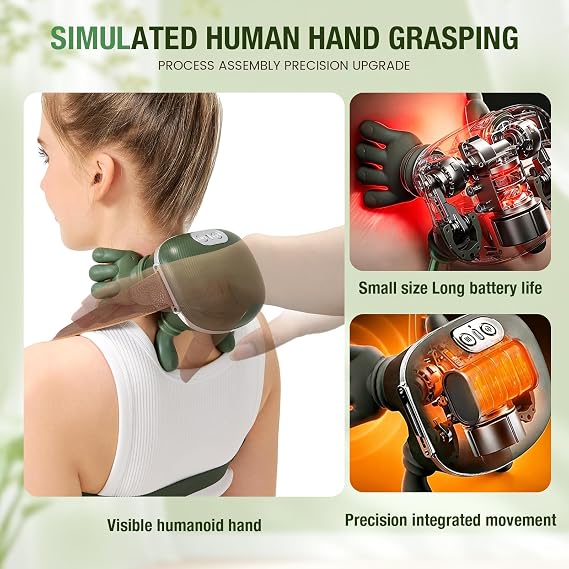 4D Wireless Deep Tissue Kneading Neck Massager with Heating Function, Shiatsu and Shoulder Massager Pillow,Back and Leg Pain Relief, Body Muscle Pain Relief, Perfect Gifts for Men Women.