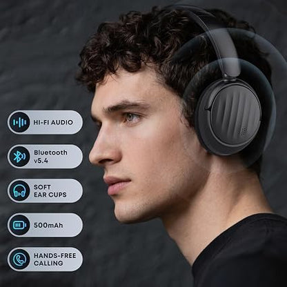 Bluetooth Headphones, Hybrid Active Noise Cancelling Over Ear Headphones 35H Playtime, HiFi Stereo Foldable wireless Headphones with Foam Ear Cups for Sports, Office, Travel