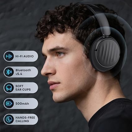 Bluetooth Headphones, Hybrid Active Noise Cancelling Over Ear Headphones 35H Playtime, HiFi Stereo Foldable wireless Headphones with Foam Ear Cups for Sports, Office, Travel
