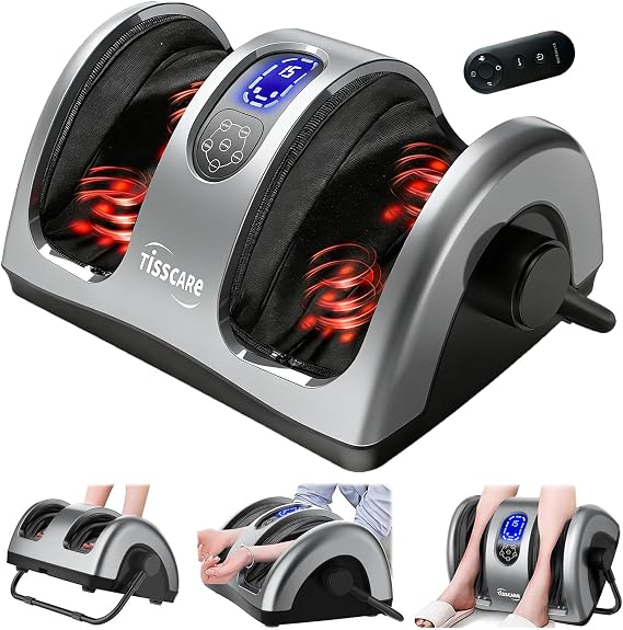 TISSCARE Shiatsu Foot Massager with Heat: FSA Eligible HSA Foot Massager for Neuropathy, Plantar Fasciitis and Pain Relief-Massage Feet/Leg/Calf/Ankle at Home/Office, Gifts for Women and Men