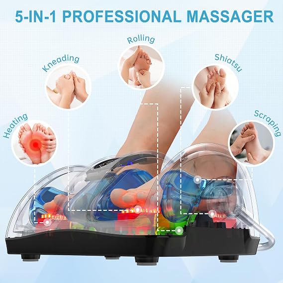 TISSCARE Shiatsu Foot Massager with Heat: FSA Eligible HSA Foot Massager for Neuropathy, Plantar Fasciitis and Pain Relief-Massage Feet/Leg/Calf/Ankle at Home/Office, Gifts for Women and Men