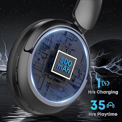 Bluetooth Headphones, Hybrid Active Noise Cancelling Over Ear Headphones 35H Playtime, HiFi Stereo Foldable wireless Headphones with Foam Ear Cups for Sports, Office, Travel