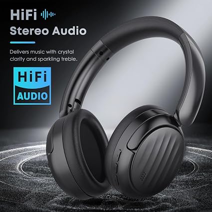 Bluetooth Headphones, Hybrid Active Noise Cancelling Over Ear Headphones 35H Playtime, HiFi Stereo Foldable wireless Headphones with Foam Ear Cups for Sports, Office, Travel