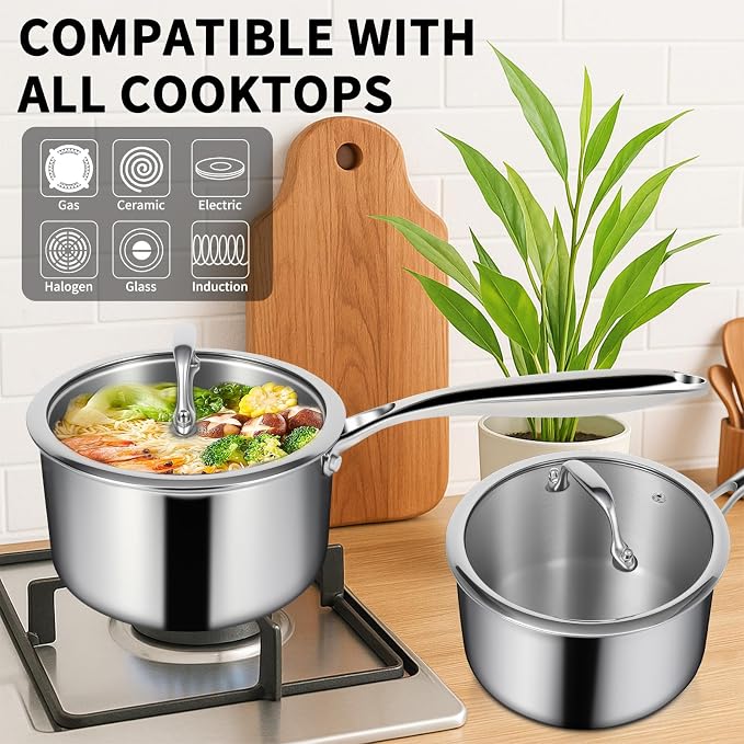 EWFEN Stainless Steel Saucepan – 3 QT with Lid