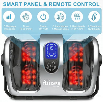 TISSCARE Shiatsu Foot Massager with Heat: FSA Eligible HSA Foot Massager for Neuropathy, Plantar Fasciitis and Pain Relief-Massage Feet/Leg/Calf/Ankle at Home/Office, Gifts for Women and Men